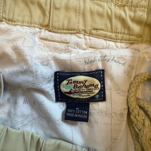 Tommy Bahama Khaki Cargo Shorts Medium VTG Y2K Drawstring Waist GUC - Picture 4 of 5